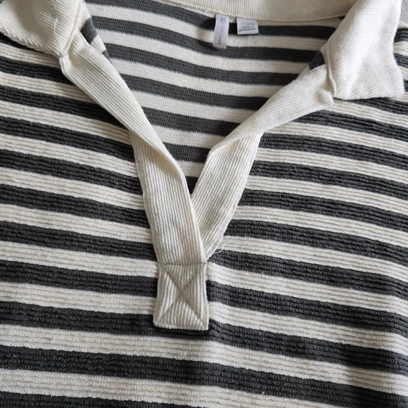 Cato Dark Olive Green & Cream Striped Knit Top Sweater - Picture 5 of 8